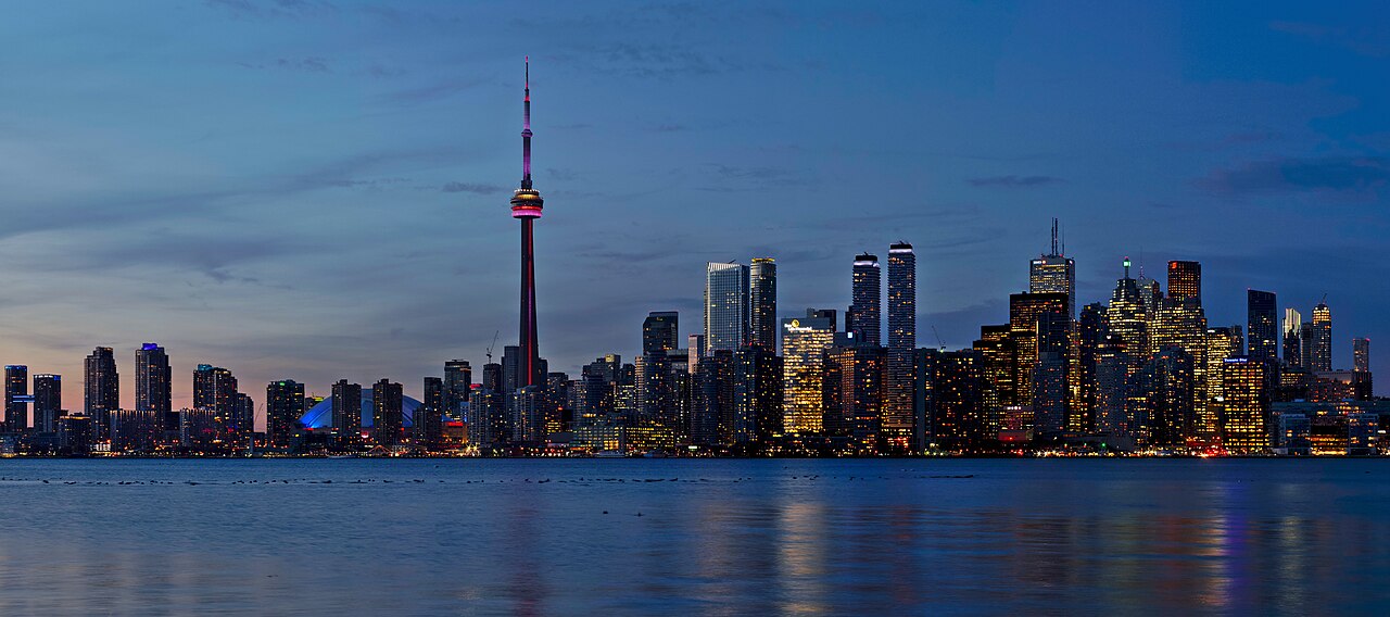 The Toronto skyline, Ontario's largest city - photo by Jchmrt, licensed CC BY-SA 4.0