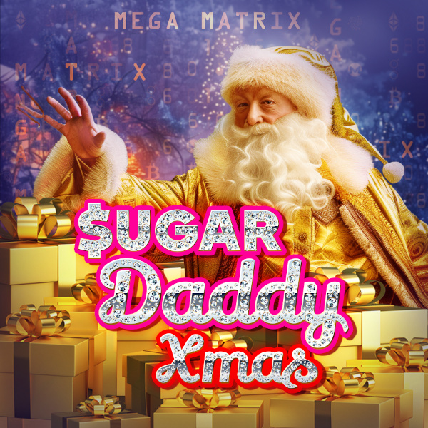 Sugar Daddy Xmas' gold-suited Santa box art