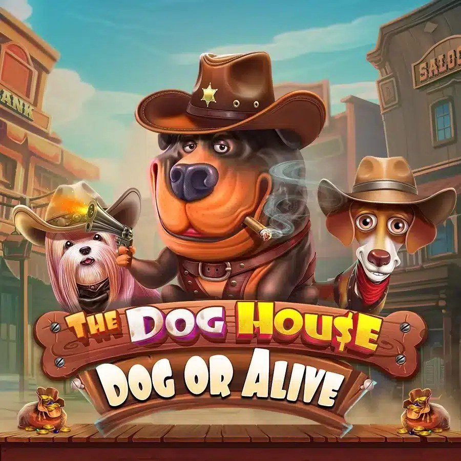 The Dog House Dog or Alive box art, featuring the series' cowboy-dog cast in front of a Wild West town