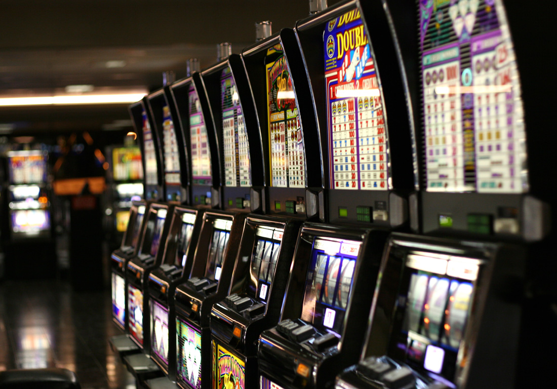 A row of slot machines on a Las Vegas casino floor - slots alone account for roughly three-quarters of US casino gaming revenue.