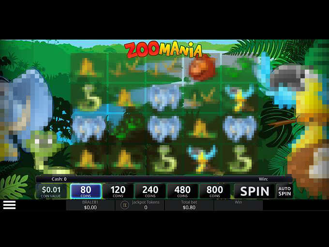 Zoomania's reel set, showing its jungle-animal symbol set and forest backdrop